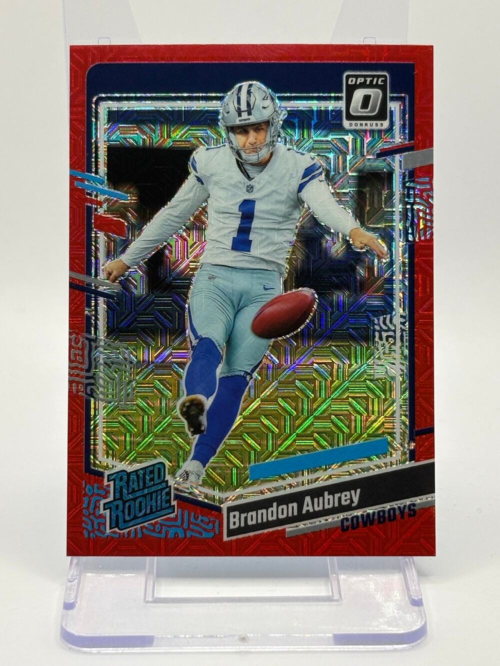 2023 Panini Optic Brandon Aubrey Rated Rookie Red Mojo Prizm SP Cowboys RC